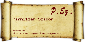 Pirnitzer Szidor névjegykártya